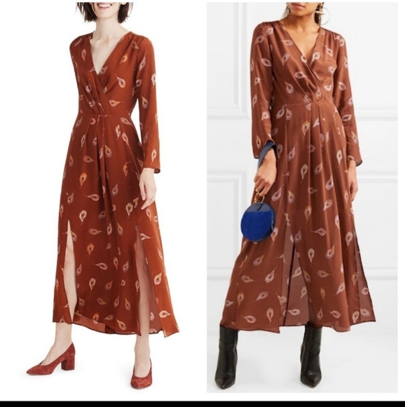 Madewell Silk Maxi Dress Bronze Rust 